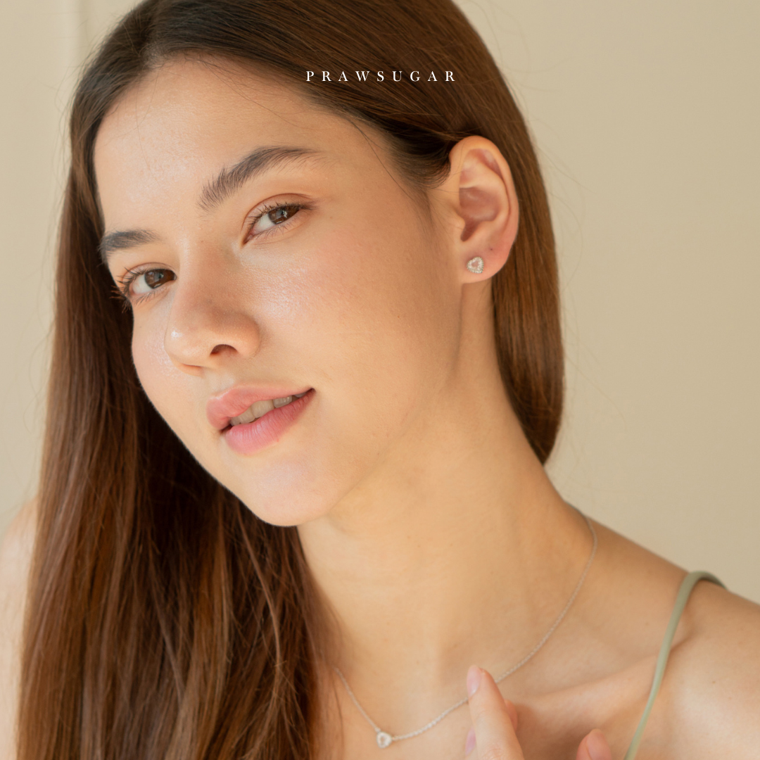 Heart Shape Gemstone Necklace - สร้อยคอจี้พลอยแท้ทรงหัวใจ (เรือนสร้อยเงินแท้)