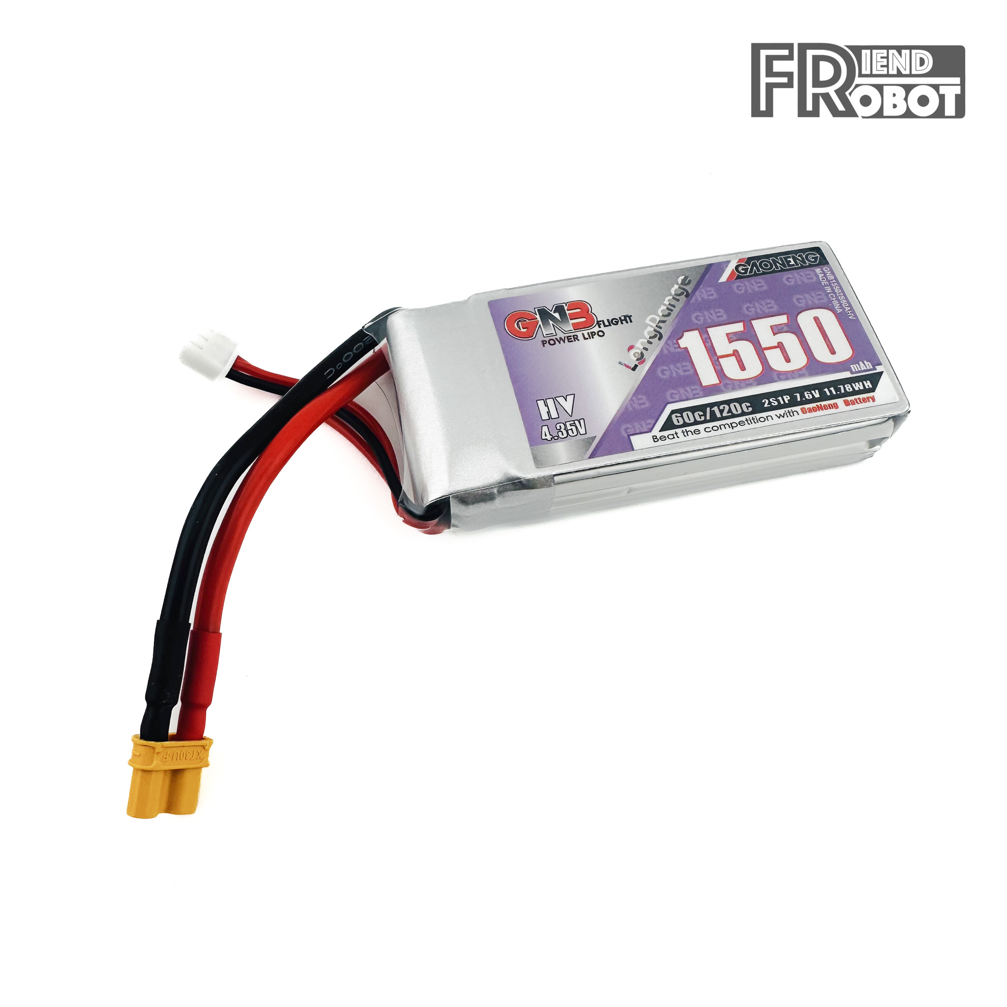 แบตเตอรี่ GAONENG Li-po 7.6V 1,550 mah 60C/120C (หัว XT30)