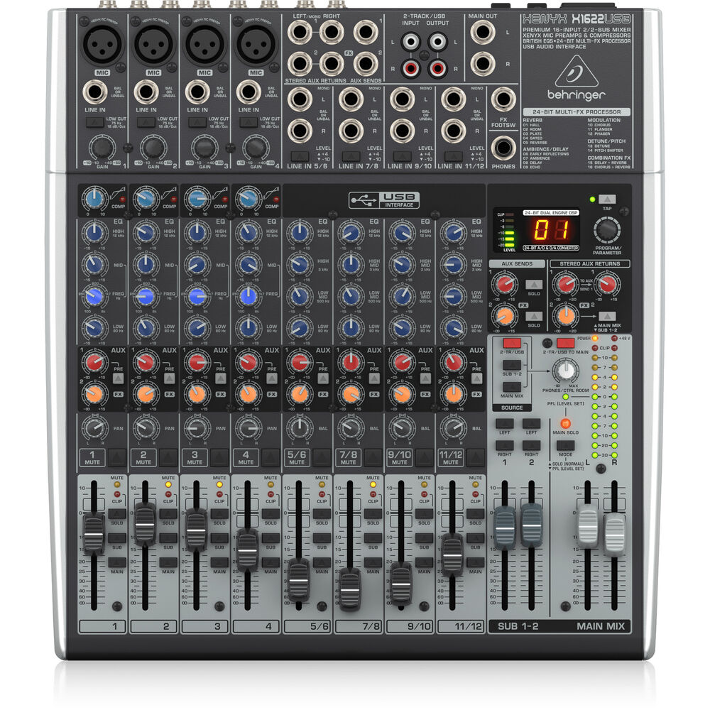 Behringer XENYX X1622USB Premium Analog 16-Input Mixer with Digital FX and USB Audio Interface
