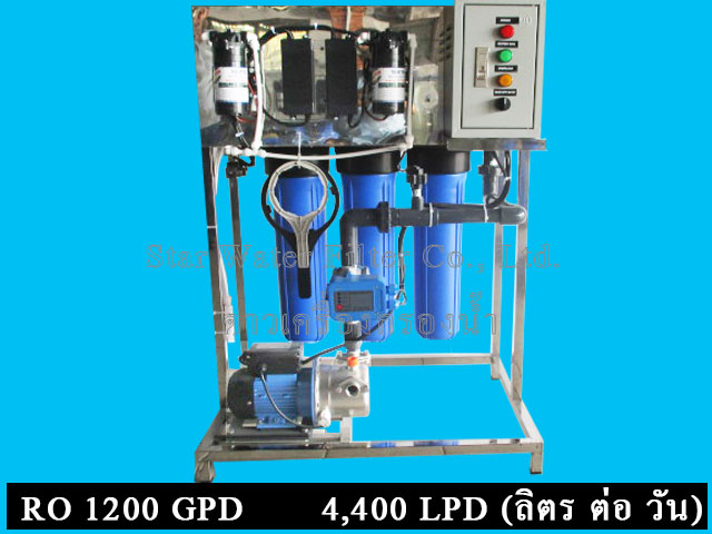 เครื่องกรองน้ำ RO กำลังผลิต 1,200 GPD (4400 ลิตร/วัน) Treatton โครงสเตนเลส