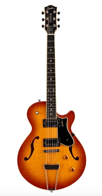 Godin Montreal Premiere Flame Top Deluxe Hollowbody Guitar Lightburst Flame