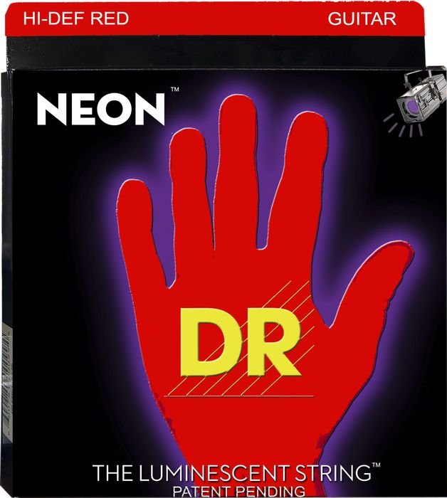 DR Strings Hi-Def NEON Red Coated Medium (10-46) Electric Guitar Strings