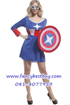 ชุดแฟนซีผู้หญิง ชุดกัปตันอเมริกา Captain America ขนาดฟรีไซด์