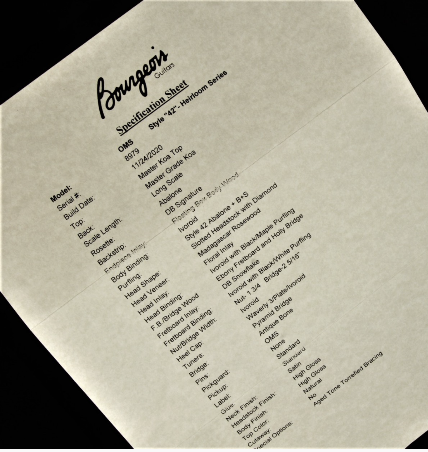 Bourgeois OMS-42 Master Grade Koa