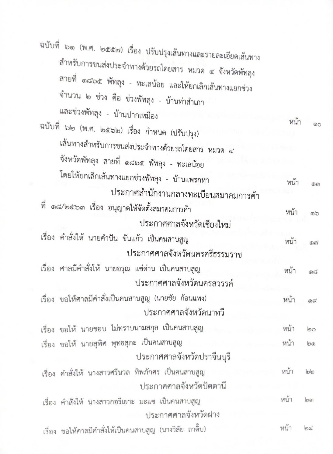 กฎหมายออกใหม่ 79/63 ประกาศกระทรวงการคลัง ประกาศสภาผู้แทนราษฎร ประกาศศาลเยาวชนและครอบครัวฯ