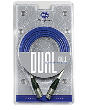 Blue Dual Microphone Cable Blue 20 Feet