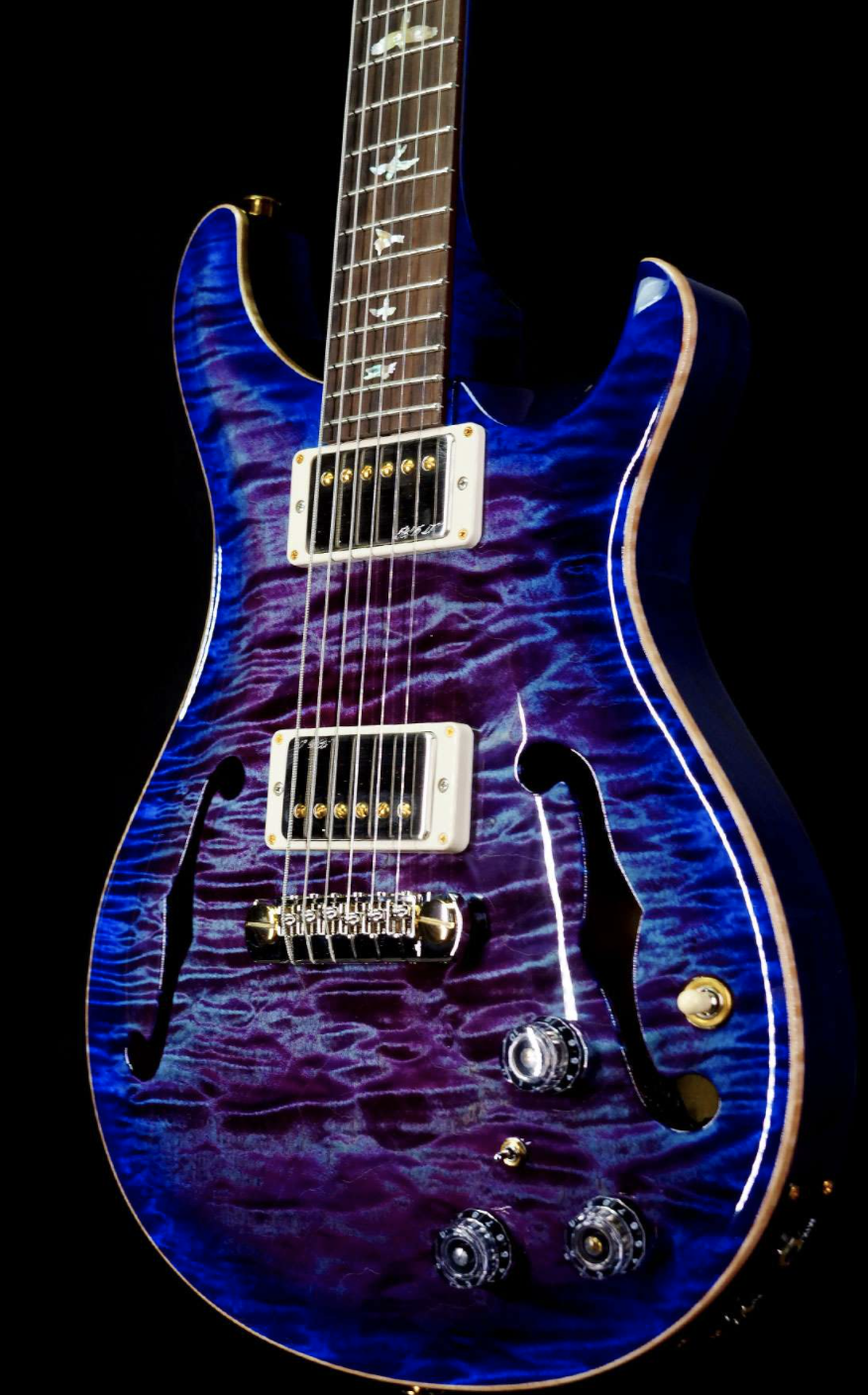 PRS WOOD LIBRARY 10 TOP HOLLOWBODY I PIEZO FLAME NECK BRAZILIAN ROSEWOOD BOARD VIOLET BLUE BURST