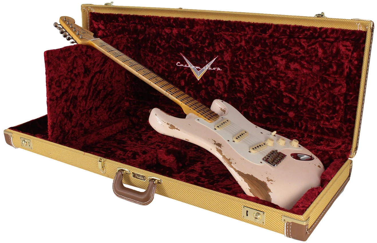 Fender Custom Shop 1956 Heavy Relic Strat Guitar, Super Faded, Aged Shell Pink