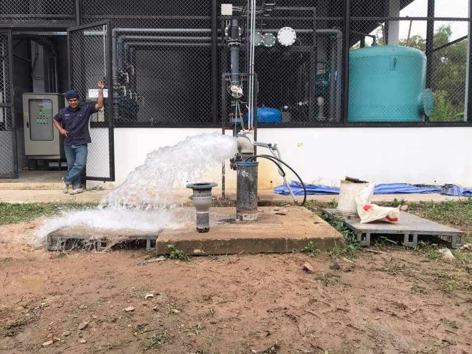 เจาะน้ำบาดาลตำบลห้วยทับมอญ อำเภอเขาชะเมา จังหวัดระยอง