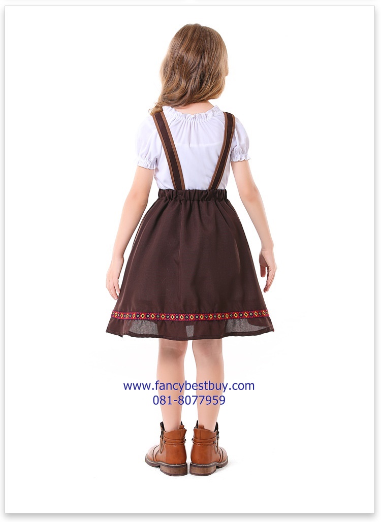 ชุดแฟนซีเด็ก ชุดเยอรมัน ชุดนานาชาติ ชุดประจำชาติเยอรมันนี ชุดสวิตเซอร์แลนด์ ชุดบาวาเรียน สีน้ำตาล มีขนาด S105-120, M 120-130, L 130-140