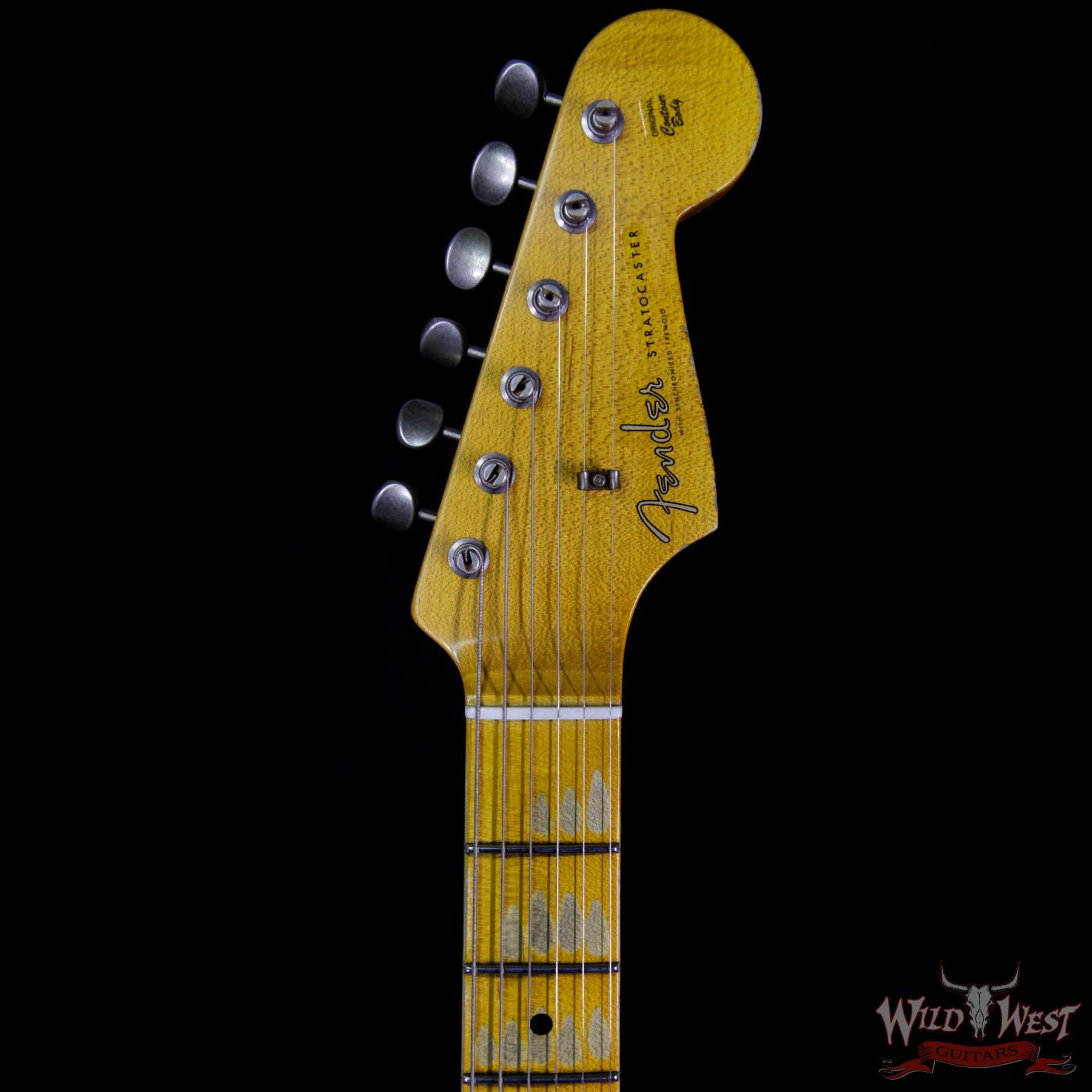 Fender Custom Shop White Lightning 2.0 HSS Stratocaster Heavy Relic Maple Board - Olympic White Over Torino Red