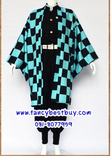 Tanjiro Kamado ชุดคอสเพลย์ ชุดกิโมโน การ์ตูนอนิเมะ Demon Slayer มีขนาด 120, 130, 140, 150