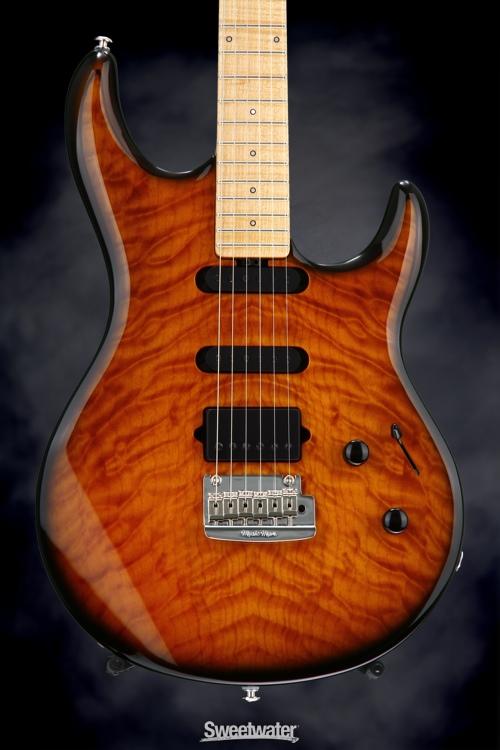 Ernie Ball Music Man Luke III BFR, HSS, Quilt Maple Top - Vintage Tobacco Burst