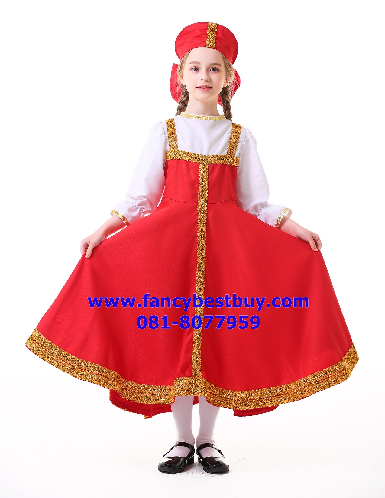 ชุดประจำชาติรัสเซีย Rassia Costume มีขนาด S 100-115, M 115-130, L 130-140, XL 140-150