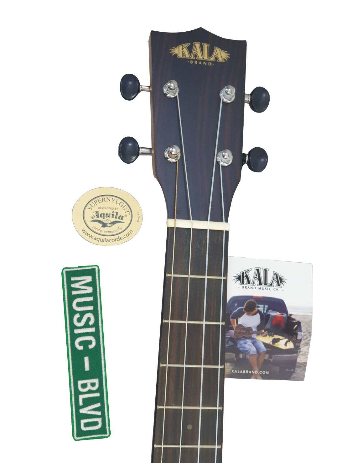 Kala KA-SSEBY-B-CE Solid Spruce Top Striped Ebony Baritone Ukulele Cutaway wEQ Eclipse