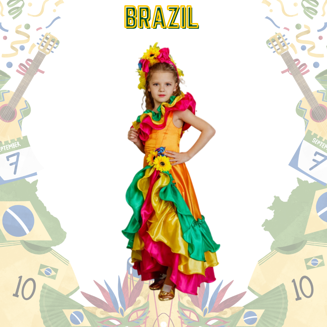 ชุดประจำชาติบราซิลหญิง Brazilian ชุดลาตินอเมริกา มีขนาด L125-135, XL135-145