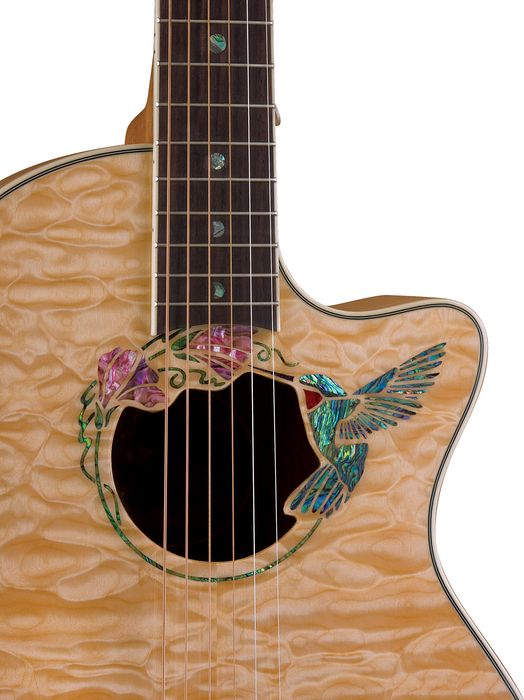 Luna Guitars Fauna Hummingbird Parlor Acoustic-Electric Guitar Quilted Maple with Clear Finish