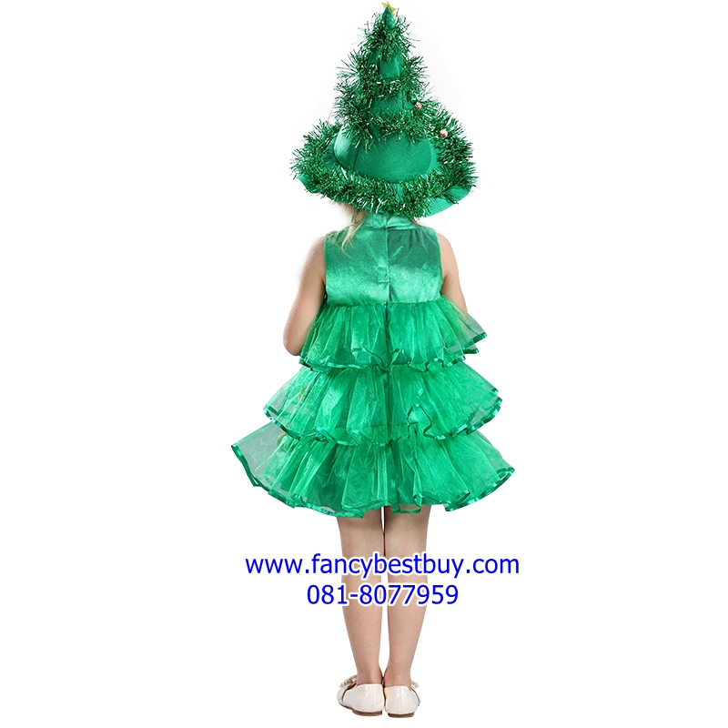 ชุดคริสมาส แบบชุดต้นคริสมาส แขนสั้น Christmas Tree Costume สำหรับ เทศกาลวันคริสมาส ขนาด 100, 110, 120, 130