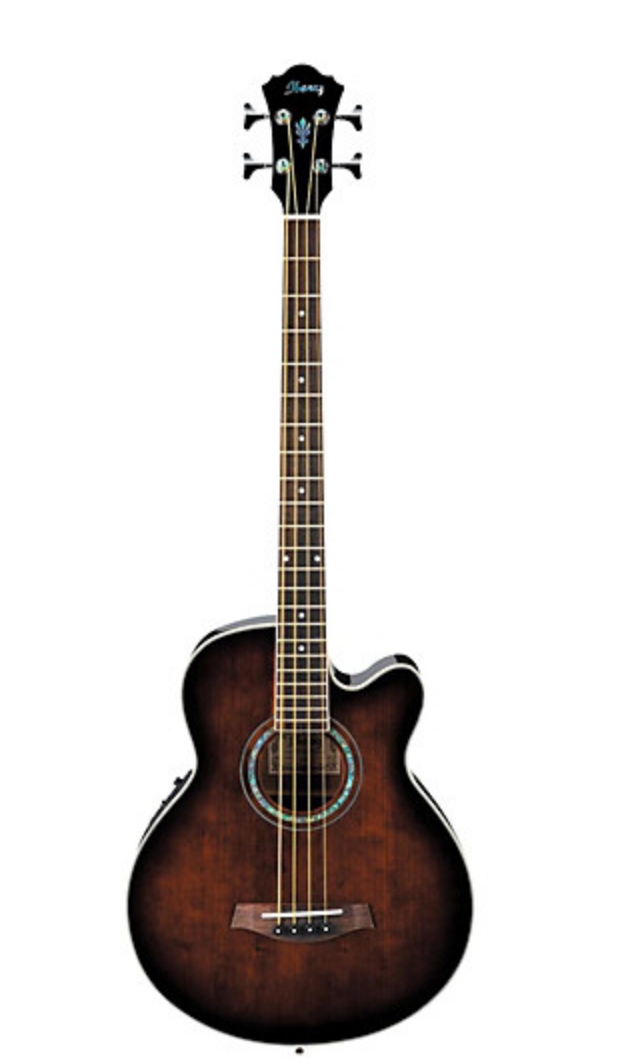 Ibanez AEB10E Acoustic-Electric Bass Guitar with Onboard Tuner Dark Violin Sunburst