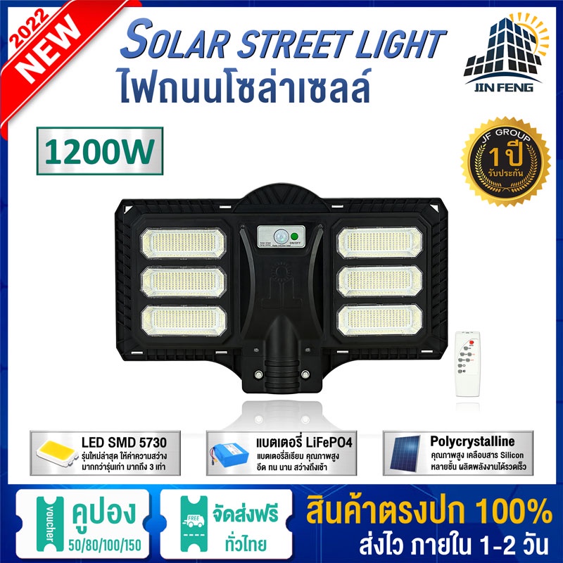 FY-1200W (1200W) ไฟถนนพลังงานแสงอาทิตย์ โคมไฟโซล่าเซล โคมไฟถนน โคมไฟติดผนัง โคมไฟสปอร์ตไลท์ Solar Light ไฟสปอตไลท์ ควบคุมแสงอัจฉริยะ ไฟถนน LED