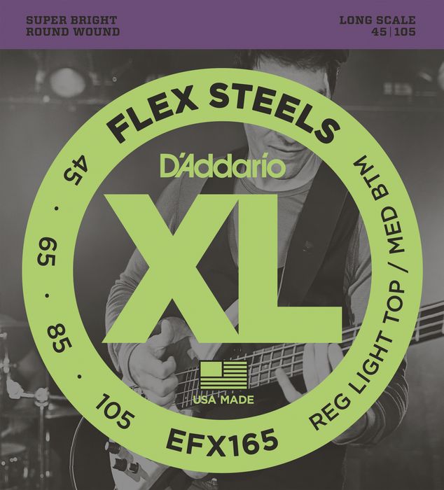 DAddario Flexsteels Long Scale Bass Guitar Strings (45-105)