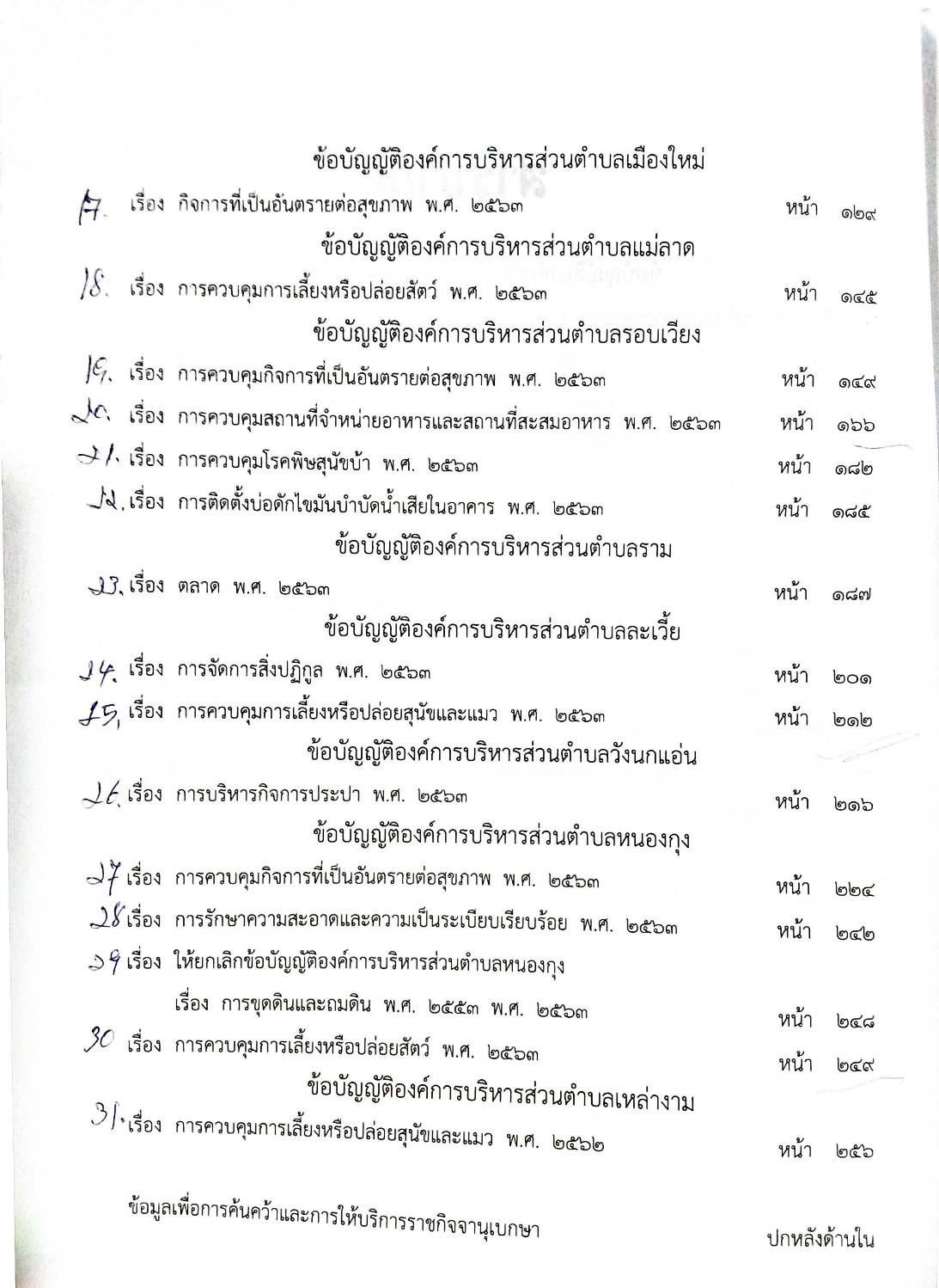 ข้อบัญญัติองค์การบริหารส่วนตำบล ( ตอนพิเศษ 143) พ.ศ. 2566