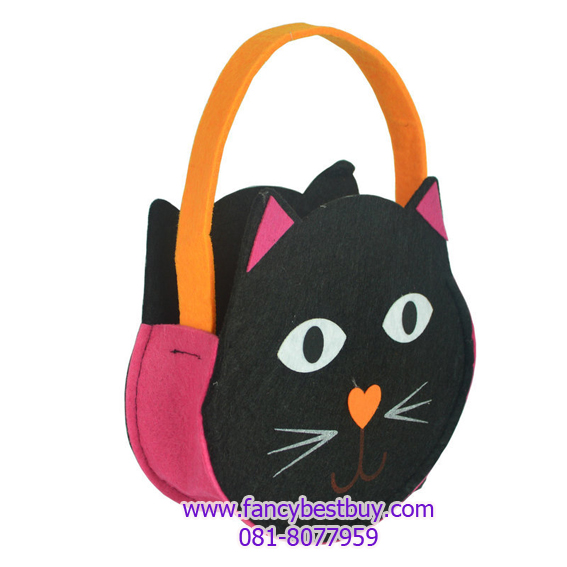 กระเป๋าสะพายลายแมว สำหรับประกอบเทศกาลฮาโลวีน ขนาด 17*15 ซม. หนา 6 ซม. (ขายคู่กับชุดแฟนซี)