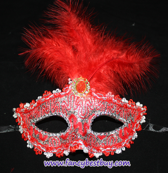 หน้ากากแฟนซี, หน้ากากปาร์ตี้ ประดับเพชรและขนนก สำหรับประกอบชุดไปงานปาร์ตี้ ขนาด 24 * 11 ซม. มีหลายสี
