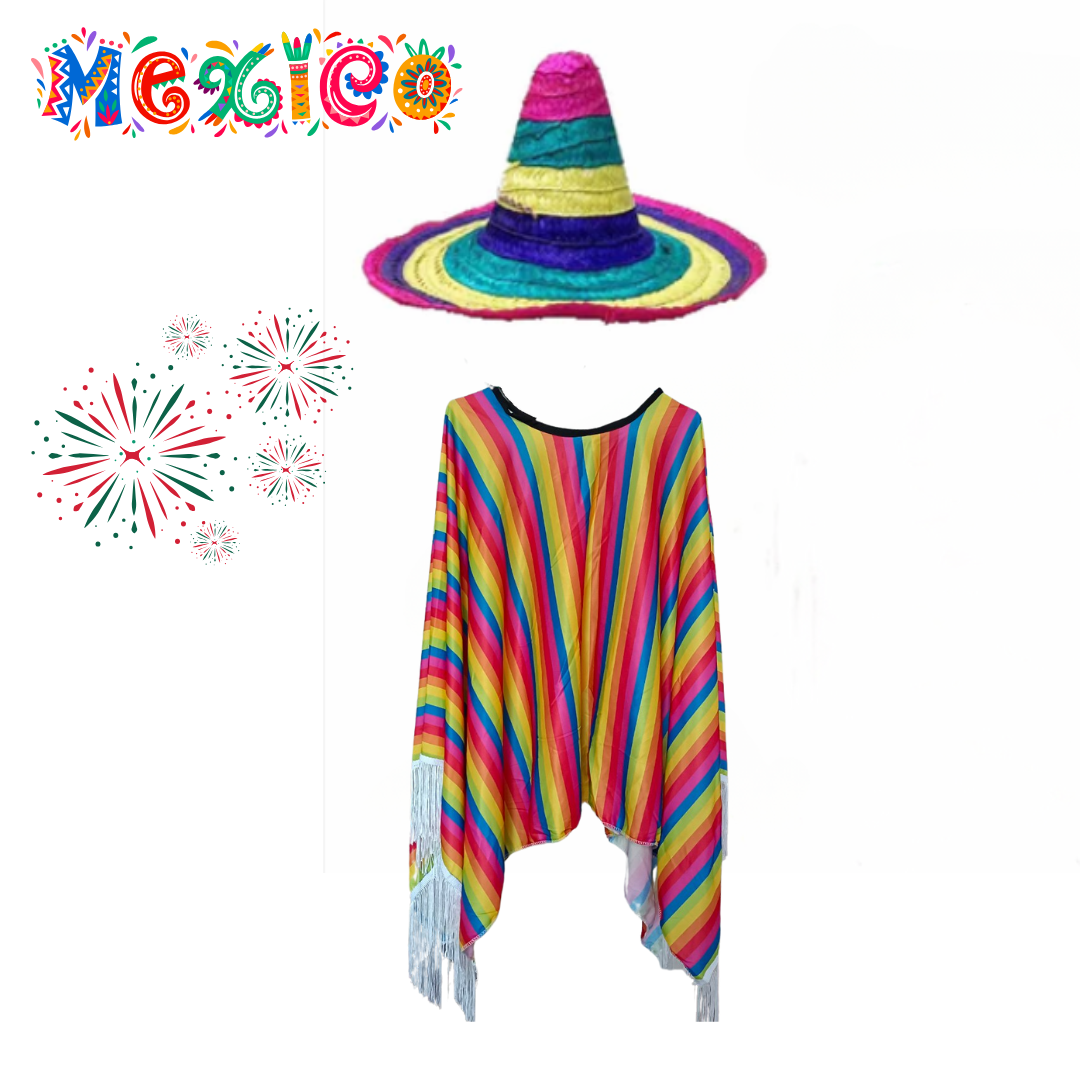 ชุดประจำชาติเม็กซิโก Mexico ชุดแฟนซีผู้ชายขนาดฟรีไซด์ สำหรับ 160-180 ซม.