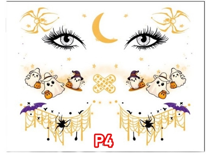 สติ๊กเกอร์แทททูแต่งหน้า ฮาโลวีน2024 SIZE 12*15.8 cm