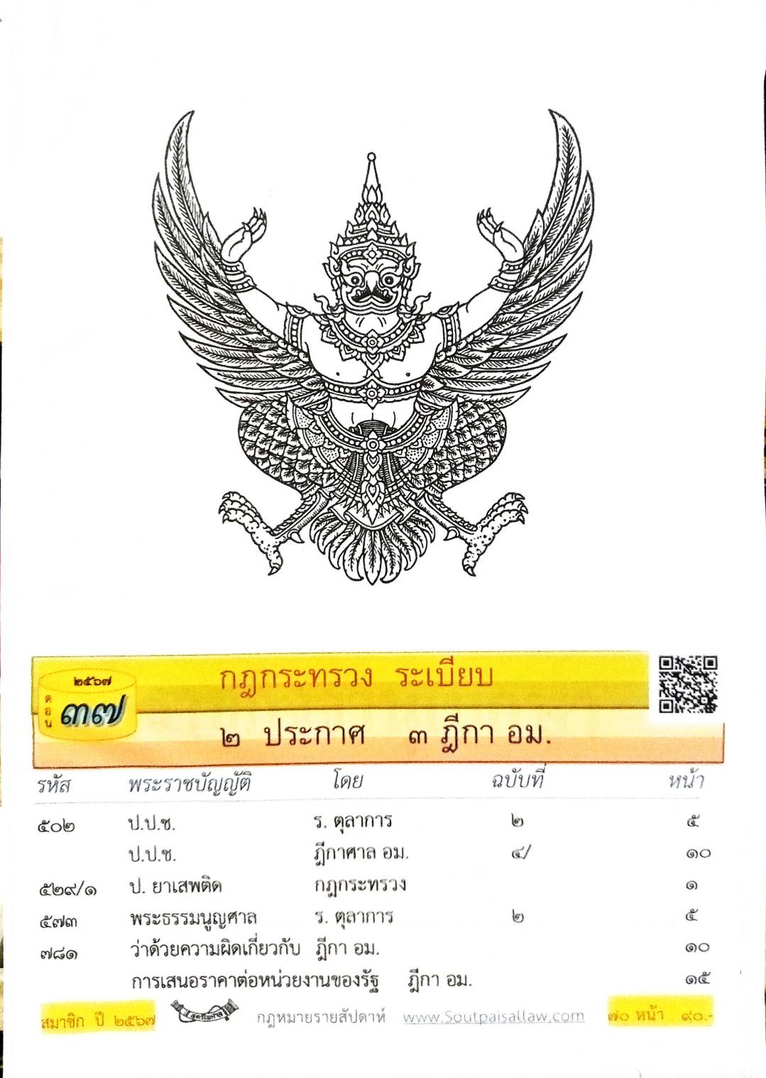 กฎหมายใหม่ปี 2567 ตอนที่ 37 กฎกระทรวง ระเบียบ 2 ประกาศ 3 ฎีกา อม.