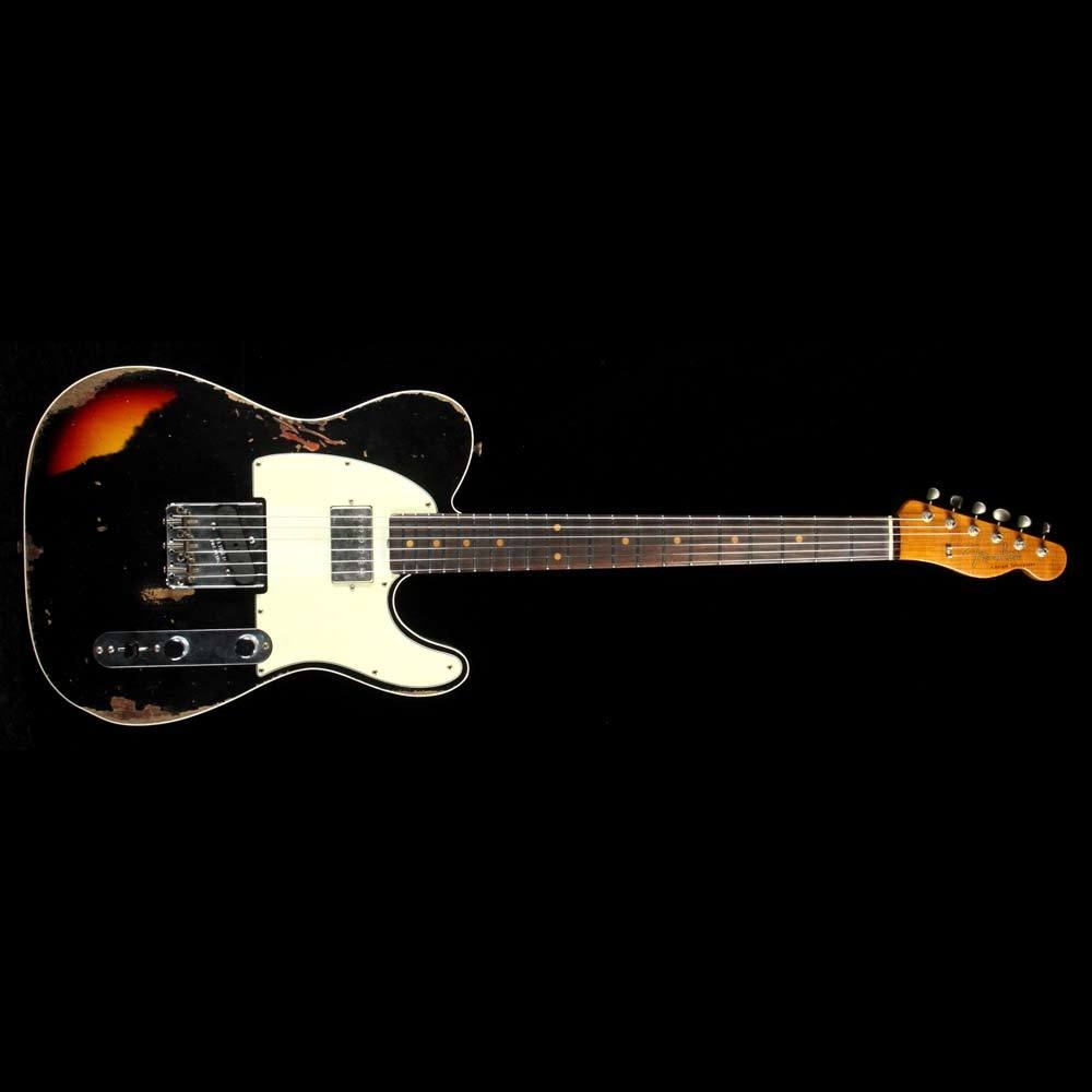 Fender Custom Shop Reverse Custom HS Telecaster - Aged Black Over 3 Color Sunburst Heavy Relic