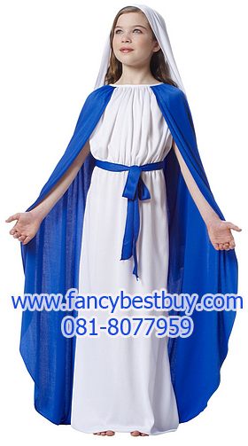 ชุดแฟนซีเด็กหญิง Mary Mother of Jesus สำหรับความสูง M 110-120, L 120-135, XL 135-150 ซม.
