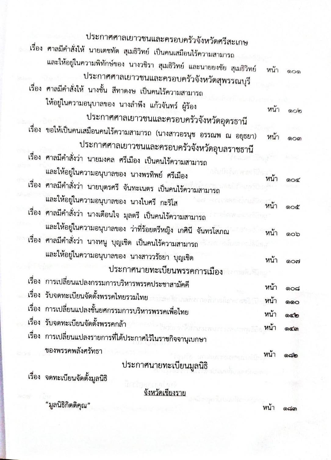 กฎหมายออกใหม่ 66/63 ประกาศอุตสาหกรรมฯ บัตรสิ้นอายุ ประกาศสภาฯ ตั้งกรรมาธิการฯ ประกาศศาลเยาวชนและครอบครัวกลาง... สมาคม - มูลนิธิ