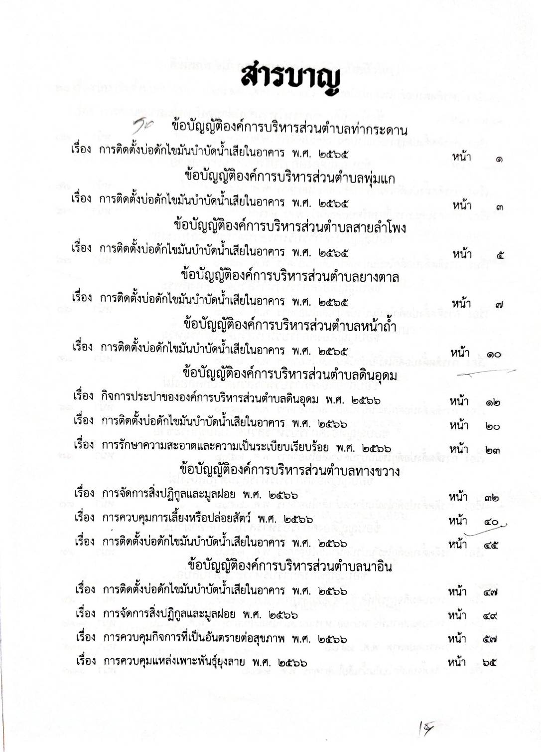 กฎหมายออกใหม่ 109/68 50 ข้อบัญญัติองค์การบริหารส่วนตำบล