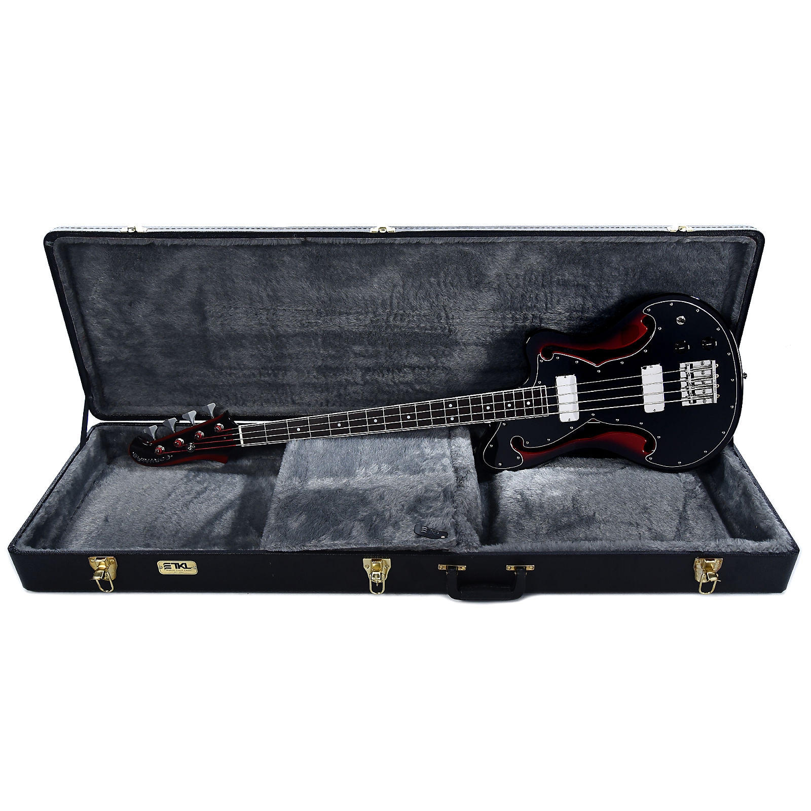 BilT Corvaire Bass Red Burst w/3-Ply Black Pickguard