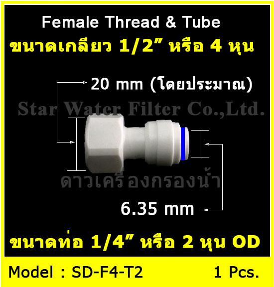 ข้อต่อตรง (1/2FIP x 1/4OD) Plastic สวมเร็ว Speed Fit