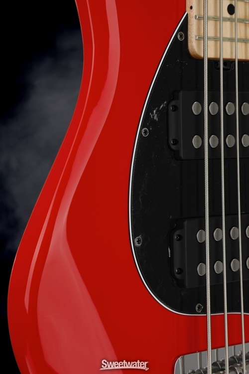 Ernie Ball Music Man StingRay 5HH, Sweetwater Exclusive - Chili Red with Maple Fingerboard