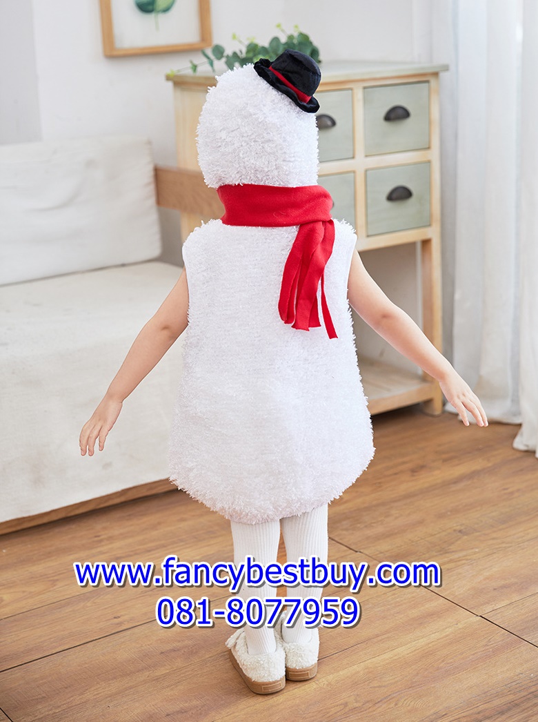 ชุดสโนว์แมน Snowgirl เป็น ชุดคริสมาสแบบกระโปรง เนื้อผ้าขนๆ นิ่มๆ มีขนาด 110, 120, 130, 140