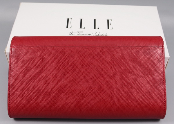 กระเป๋าสตางค์ ELLE แดงมะเหมี่ยว 3 พับ ใหม่ แท้