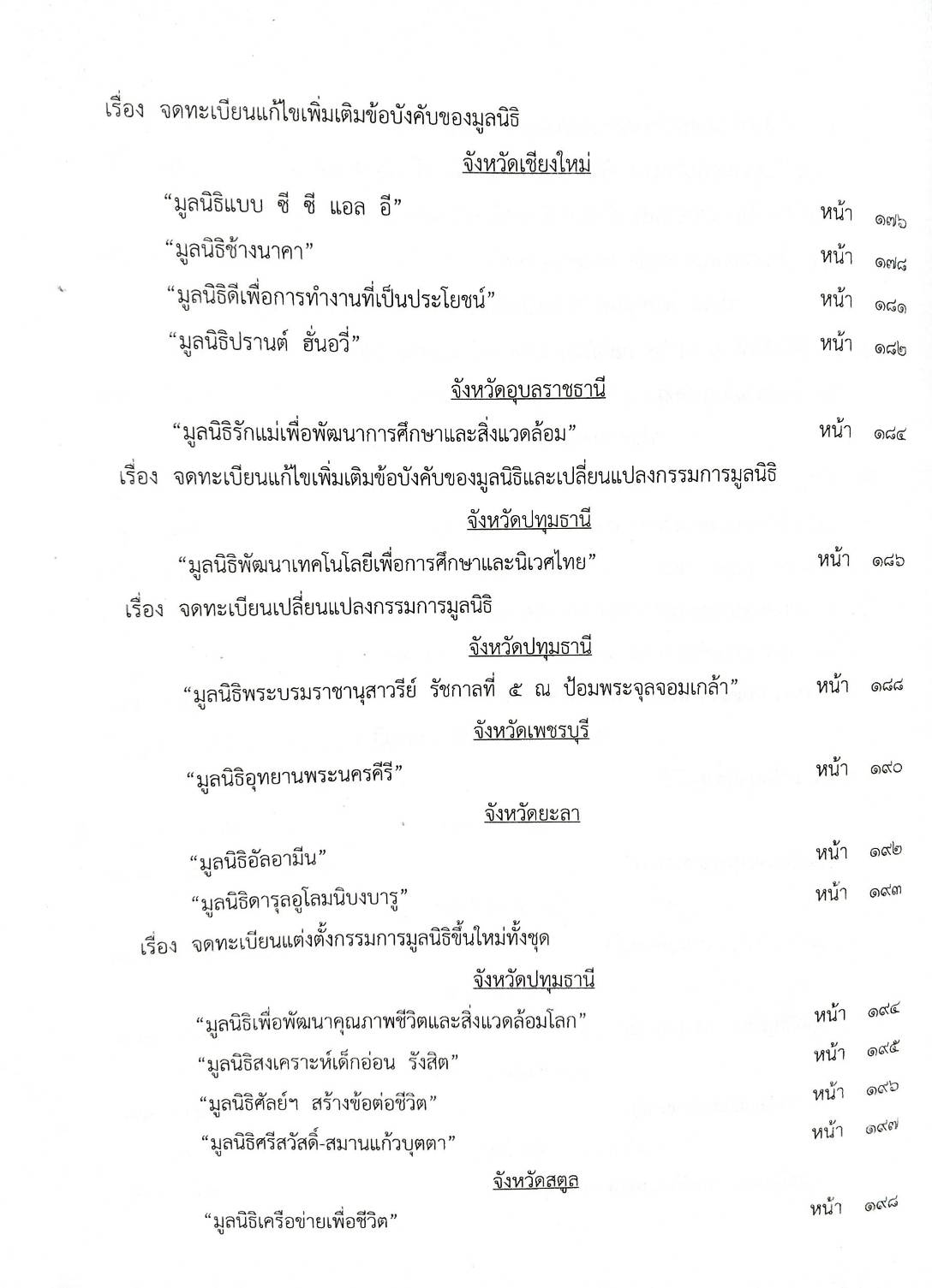 กฎหมายออกใหม่ 30/63 ระเบียบเทศบาลฯ งานประชุม ประกาศสภาฯ แต่งตั้งข้าราชการ ประกาศศาลเยาวชนและครอบครัวกลาง สมาคม - มูลนิธิ