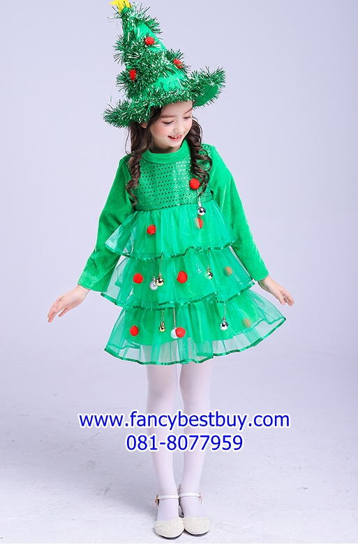 ชุดคริสมาส แบบชุดต้นคริสมาส Christmas Tree Costume สำหรับ เทศกาลวันคริสมาส ขนาด 110