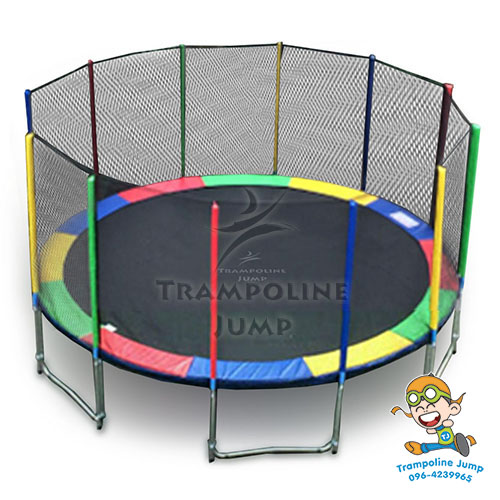 แทรมโพลีน 16 ฟุต สีรุ้ง สปริงบอร์ด trampoline ขนาดใหญ่สุด รับน้ำหนักได้ 180 kg เหมาะสำหรับออกงาน