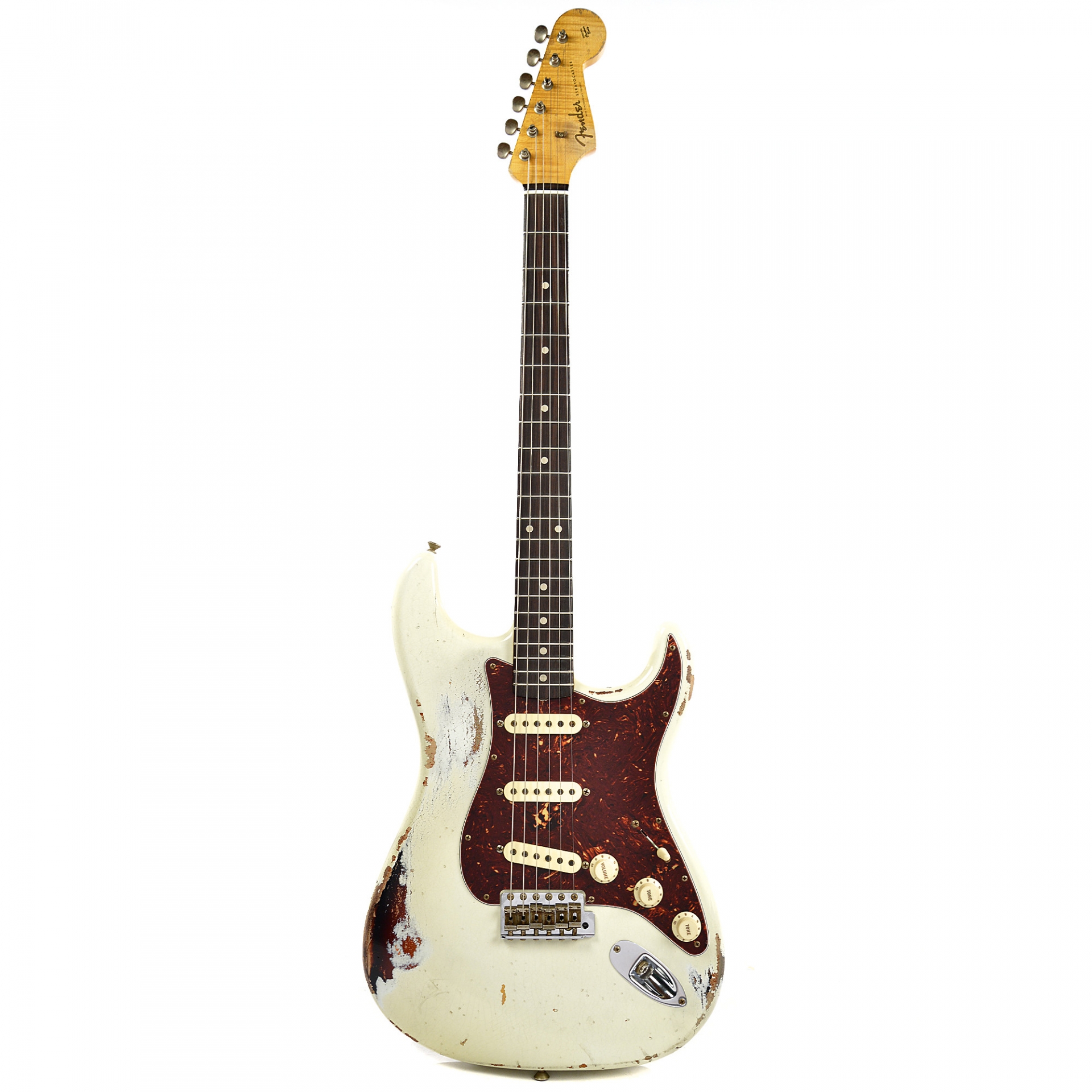 Fender Custom Shop Masterbuilt 1960 Stratocaster Heavy Relic RW Olympic White Over 3 Tone Sunburst by Dennis Galuszka No.R87604