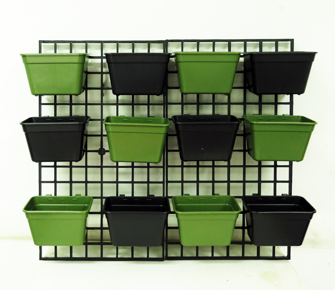 กระถางต้นไม้สวนแนวตั้งเหลี่ยมวางตั้งได้ สีเขียวขี้ม้า