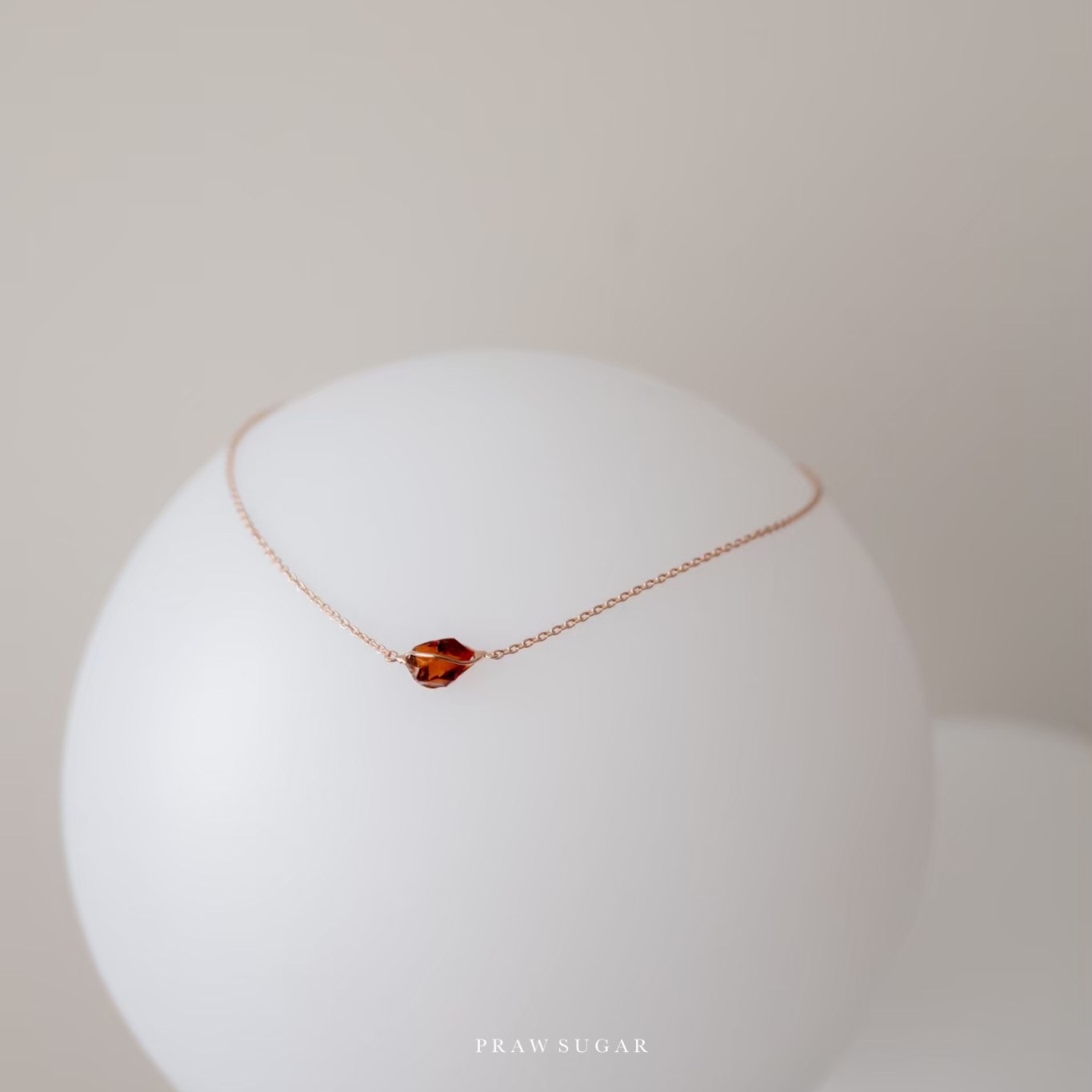 Citrine Natural Stone Necklace - สร้อยคอหินธรรมชาติซิทริน (เรือนเป็นเงินแท้)