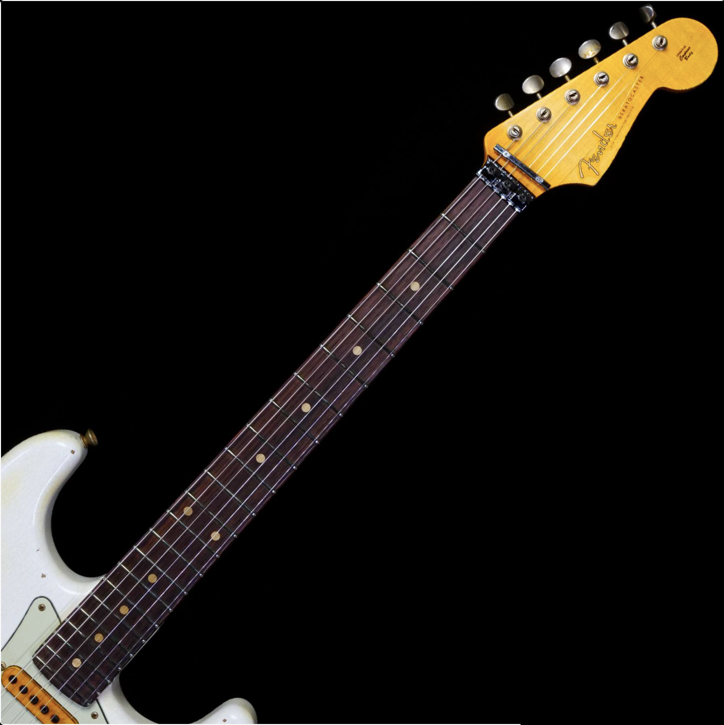 FENDER CUSTOM SHOP WHITE LIGHTNING STRATOCASTER HSS FLOYD ROSE ROSEWOOD BOARD 22 FRETS HEAVY RELIC FIESTA RED