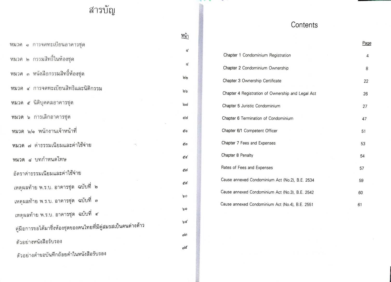 พระราชบัญญัติอาคารชุด แปลไทย-อังกฤษ Condominium Act