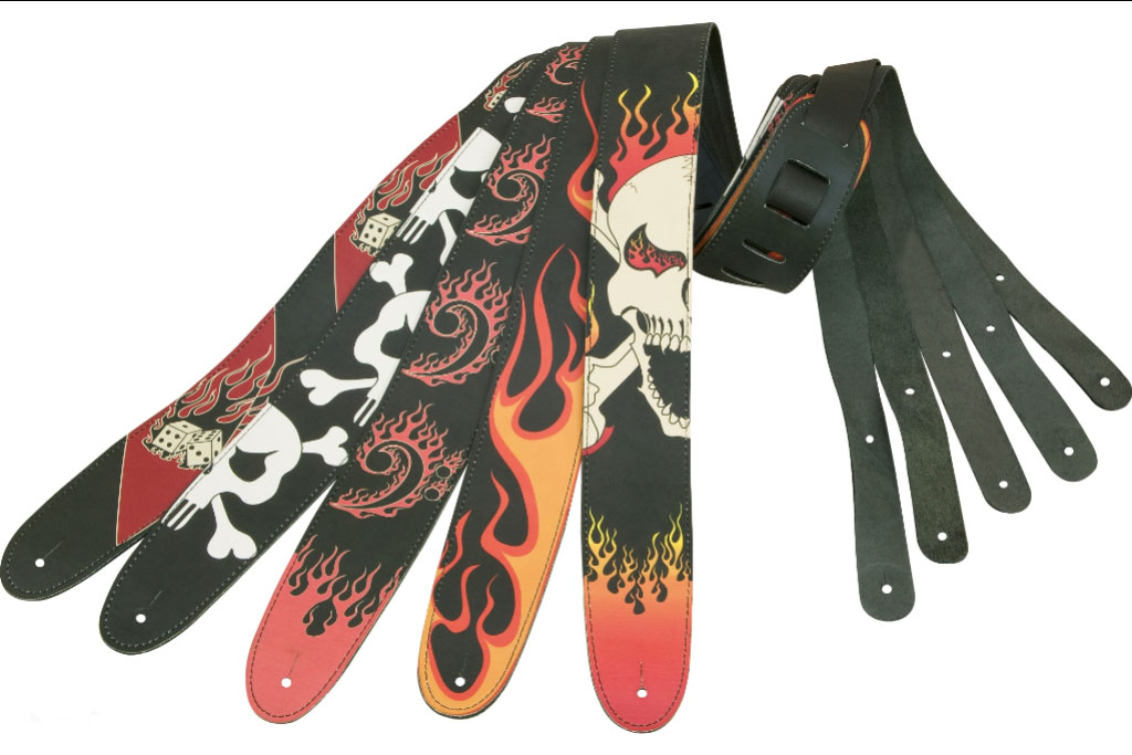 Planet Waves Hot Rod Leather Guitar Strap Flame