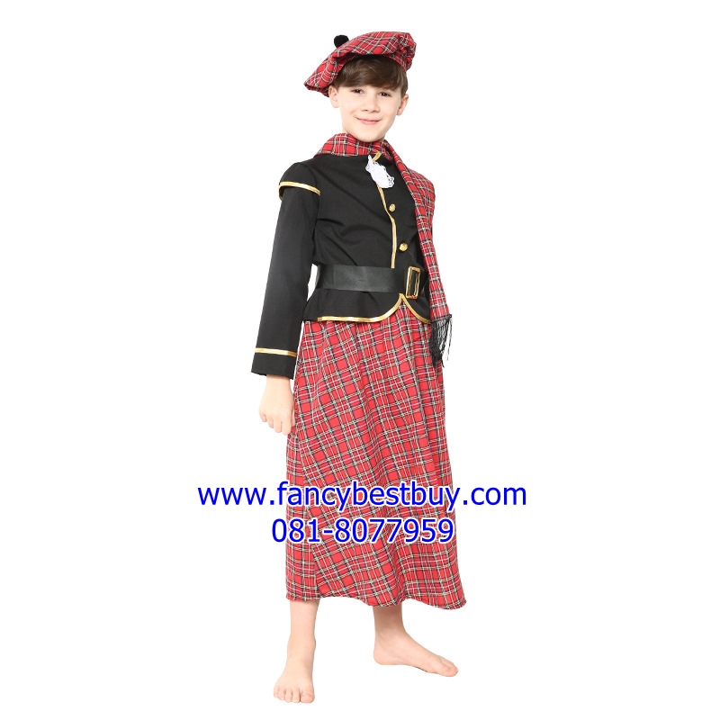 ชุดประจำชาติสกีอตแลนด์ Scotland Costume มีขนาด XS 100-110, S 110-120, L135-145